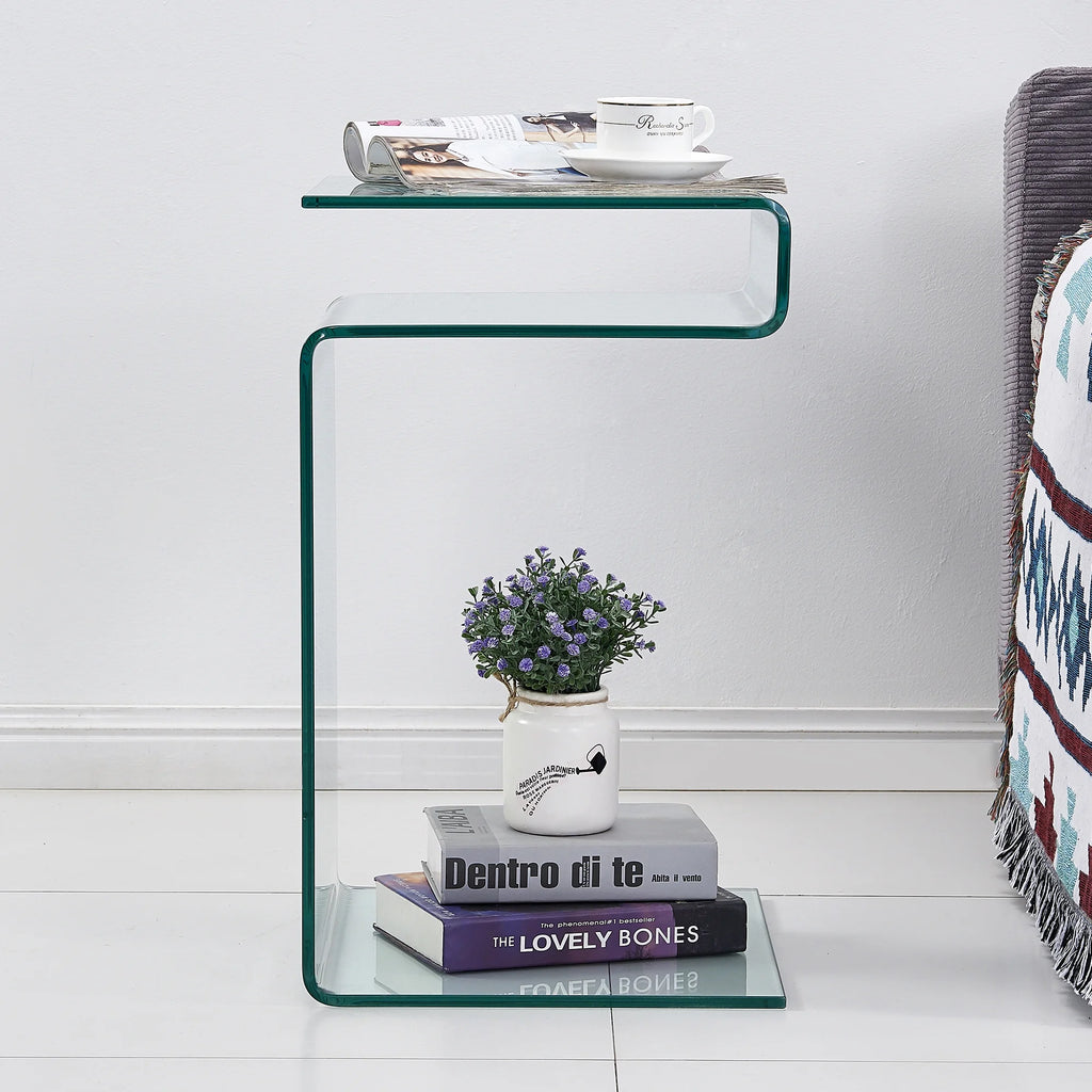 Clear Glass S-Shape End Table U15812