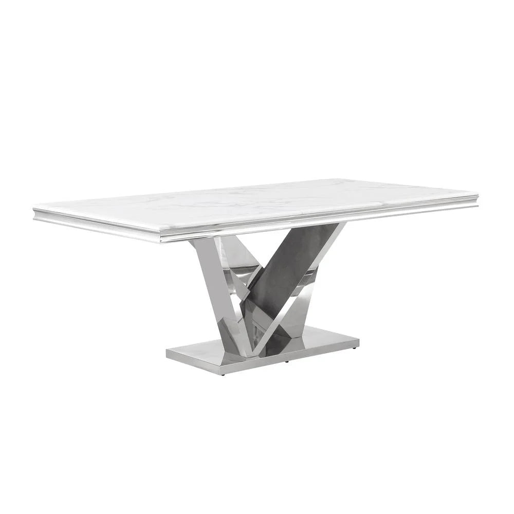 Silver Faux Marble Pedestal Dining Table P665158