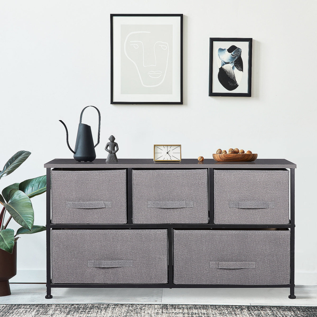 5 Drawers Fabric Dresser Storage Tower C136237