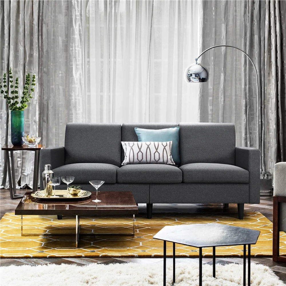 Gray Fabric 3-Seater Sofa O4381