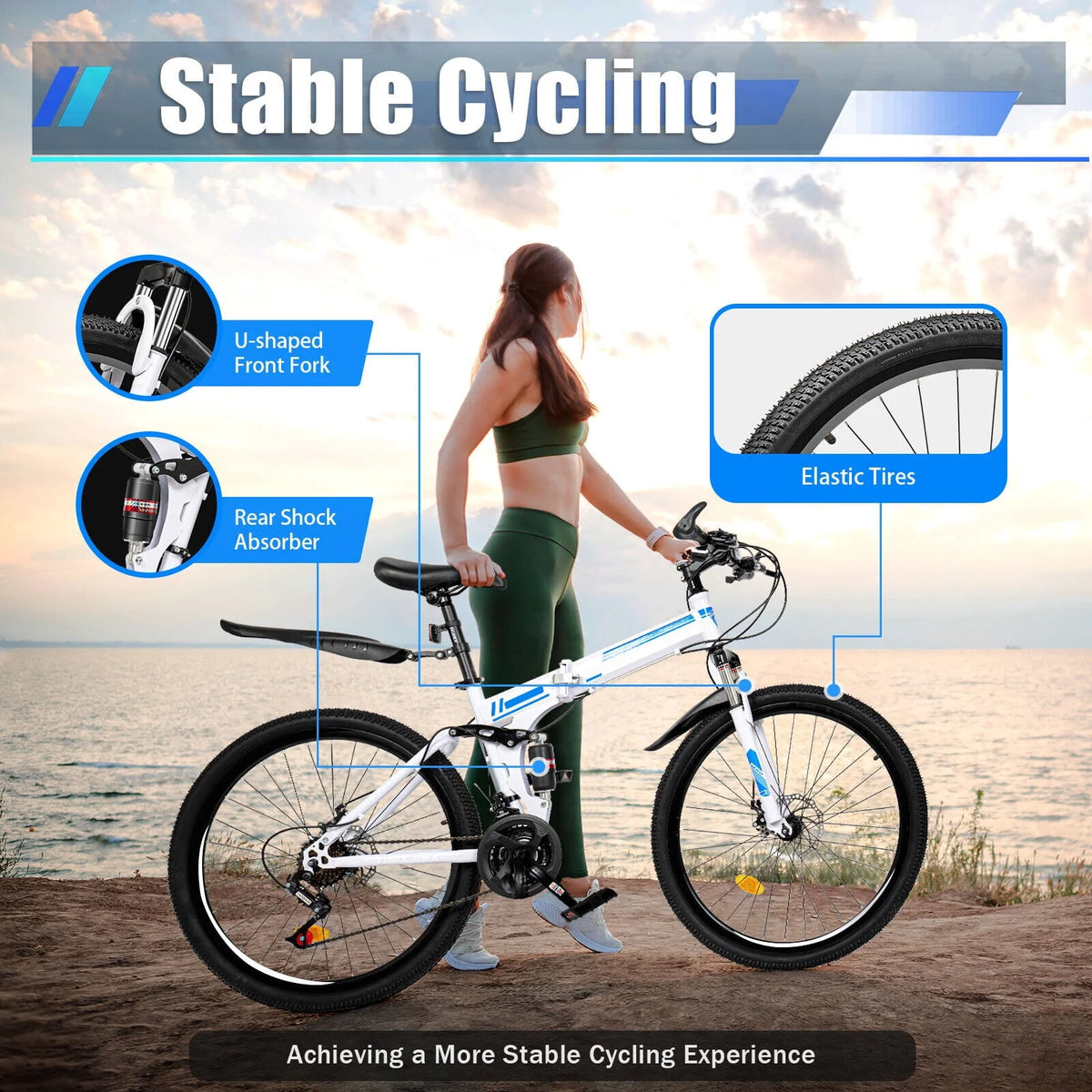 26 Mountain Bike 21-Speed Folding Dual Disc Brake Bicycle H5248