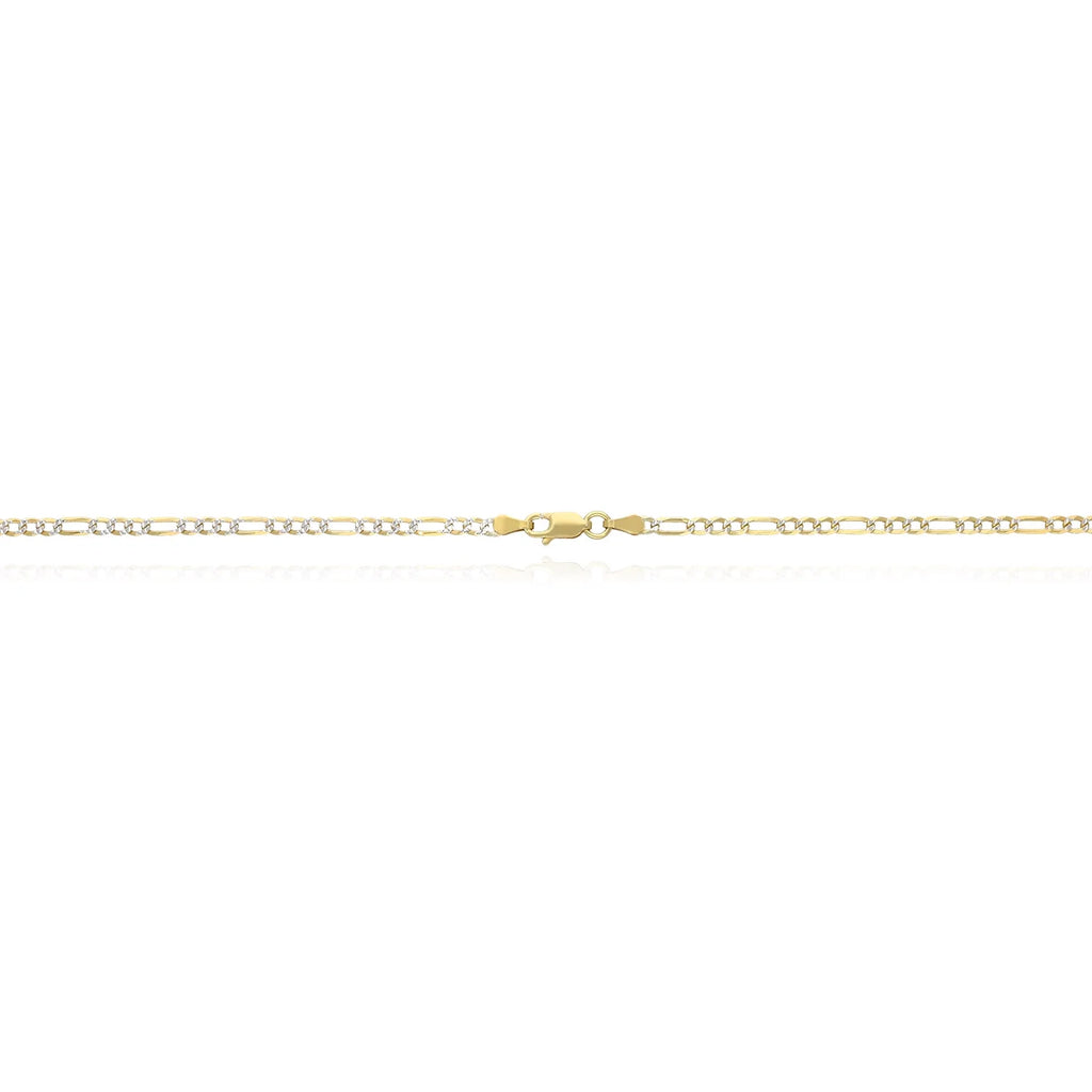 14k Yellow Gold Over 925 Silver Diamond-Cut Figaro Chain Necklace Z7687
