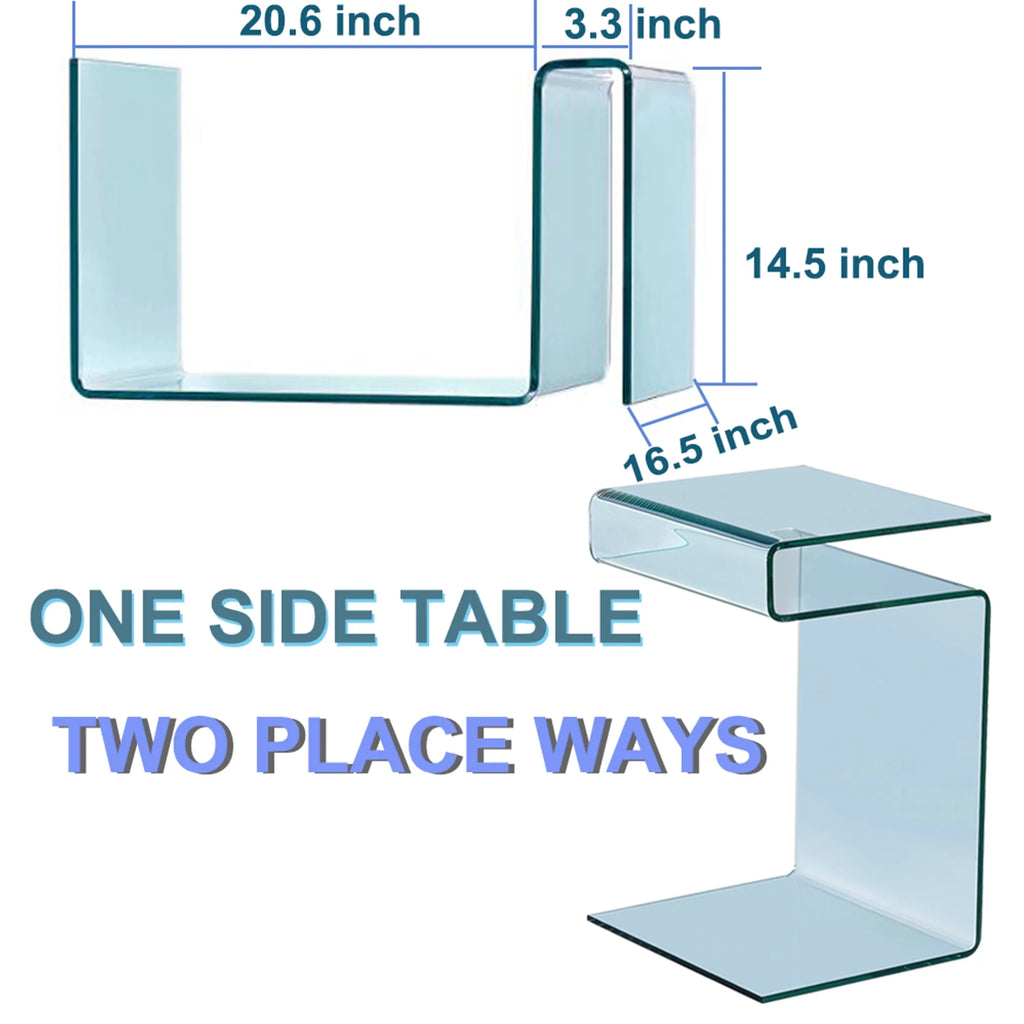 Clear Glass S-Shape End Table U15812