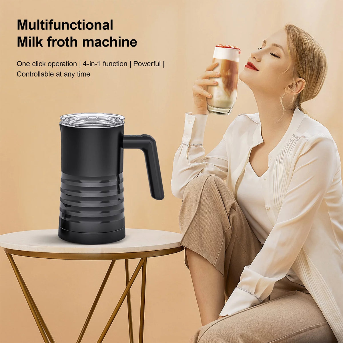Electric Milk Frother and Steamer 4 in 1, 400W Non-Stick 580ml I176103