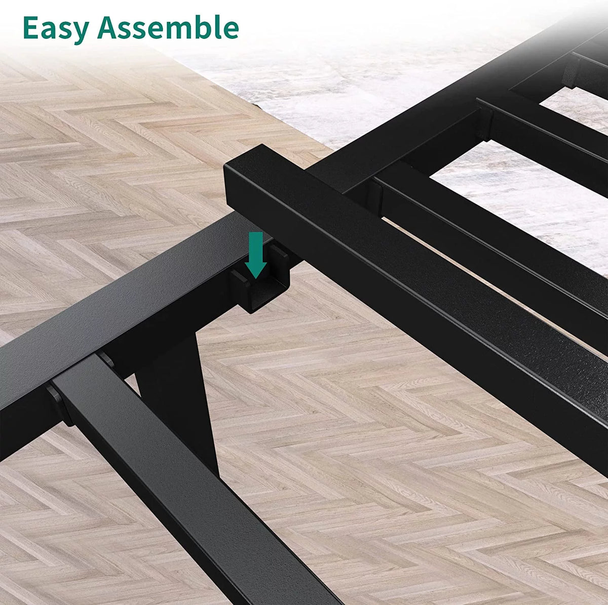 Twin Size Black Metal Bed Frame with Headboard G6069