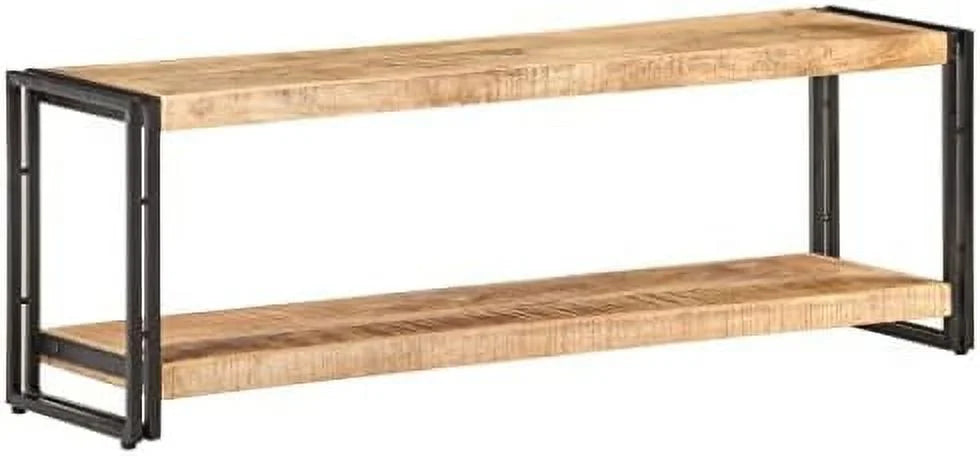 Rough Mango Wood TV Stand with Black Iron Frame N39505