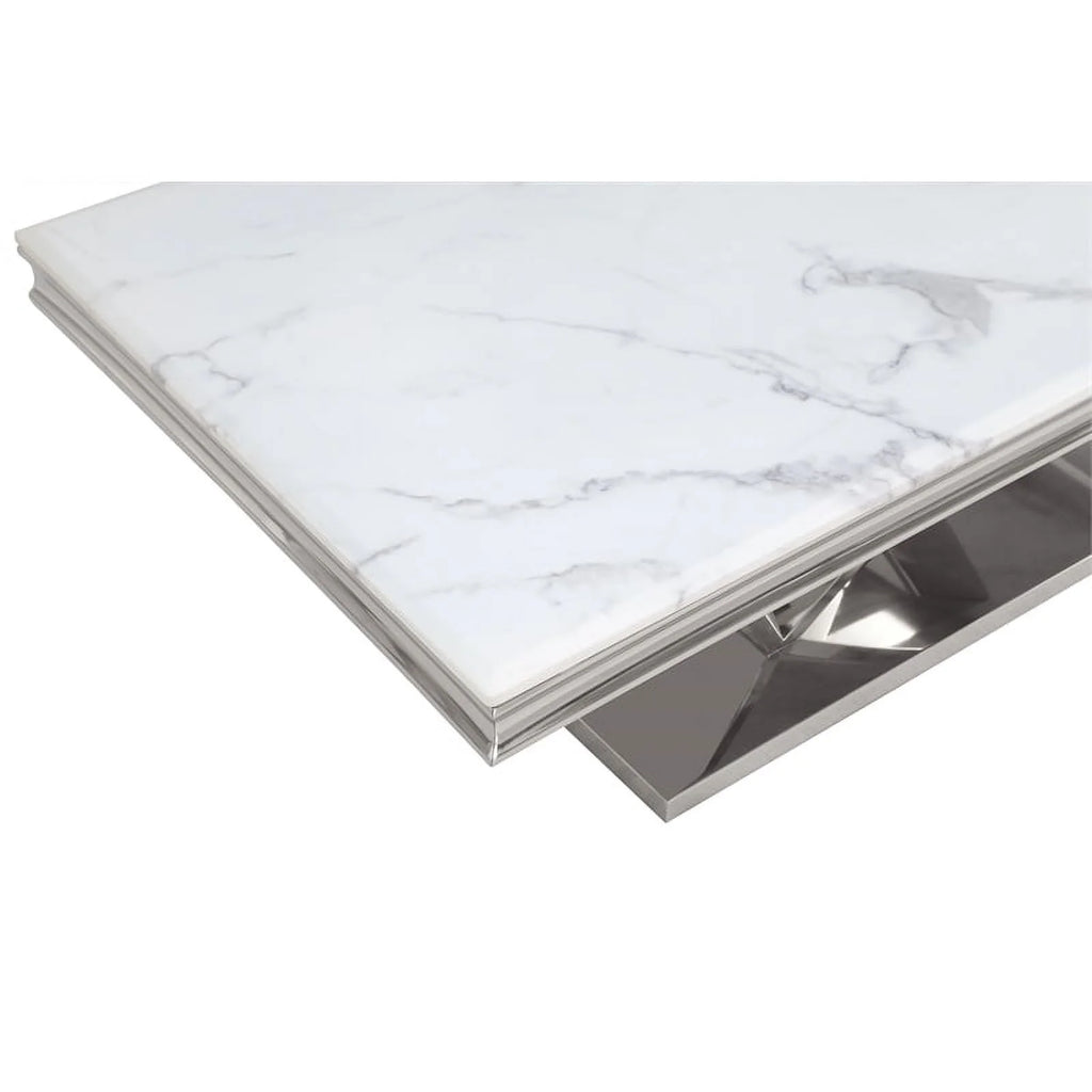 Silver Faux Marble Pedestal Dining Table P665158