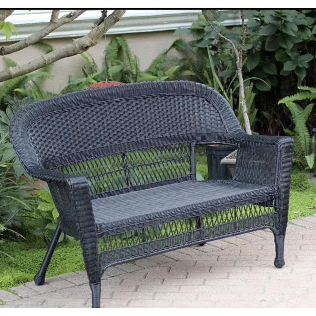 White Wicker Patio Love Seat Q793