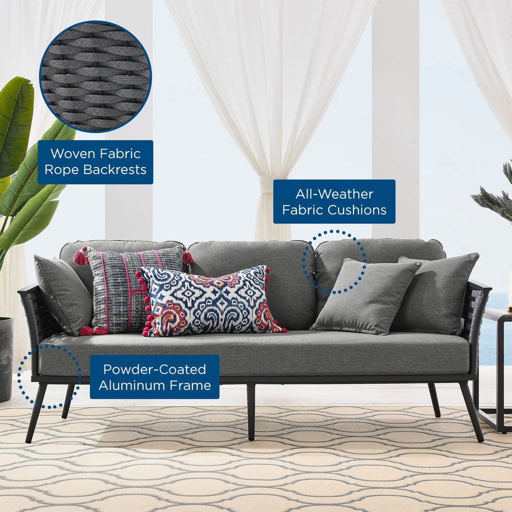 Grey Aluminum Fabric Lounge Sofa V8306