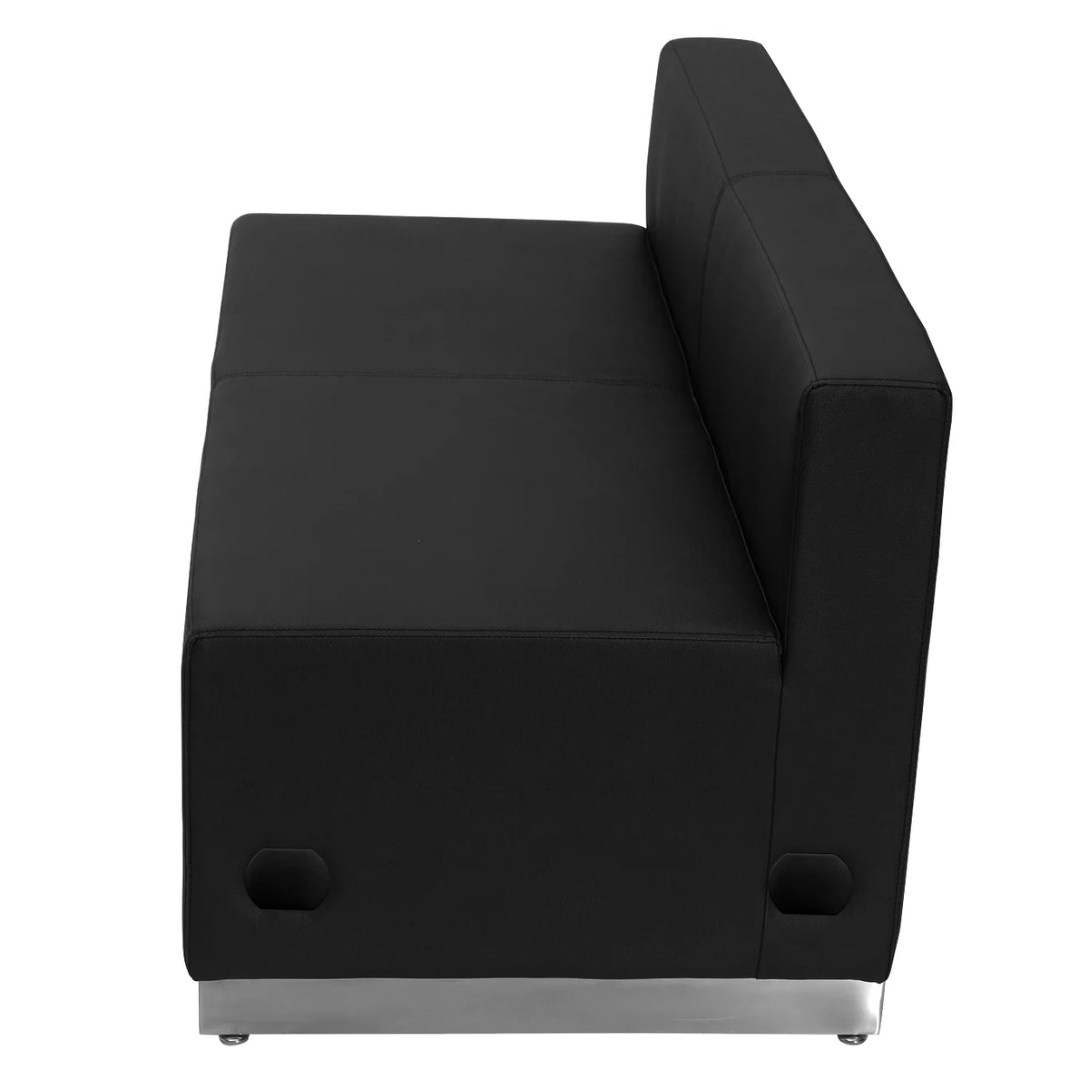 Black LeatherSoft Loveseat with Brushed Stainless Steel Base A359
