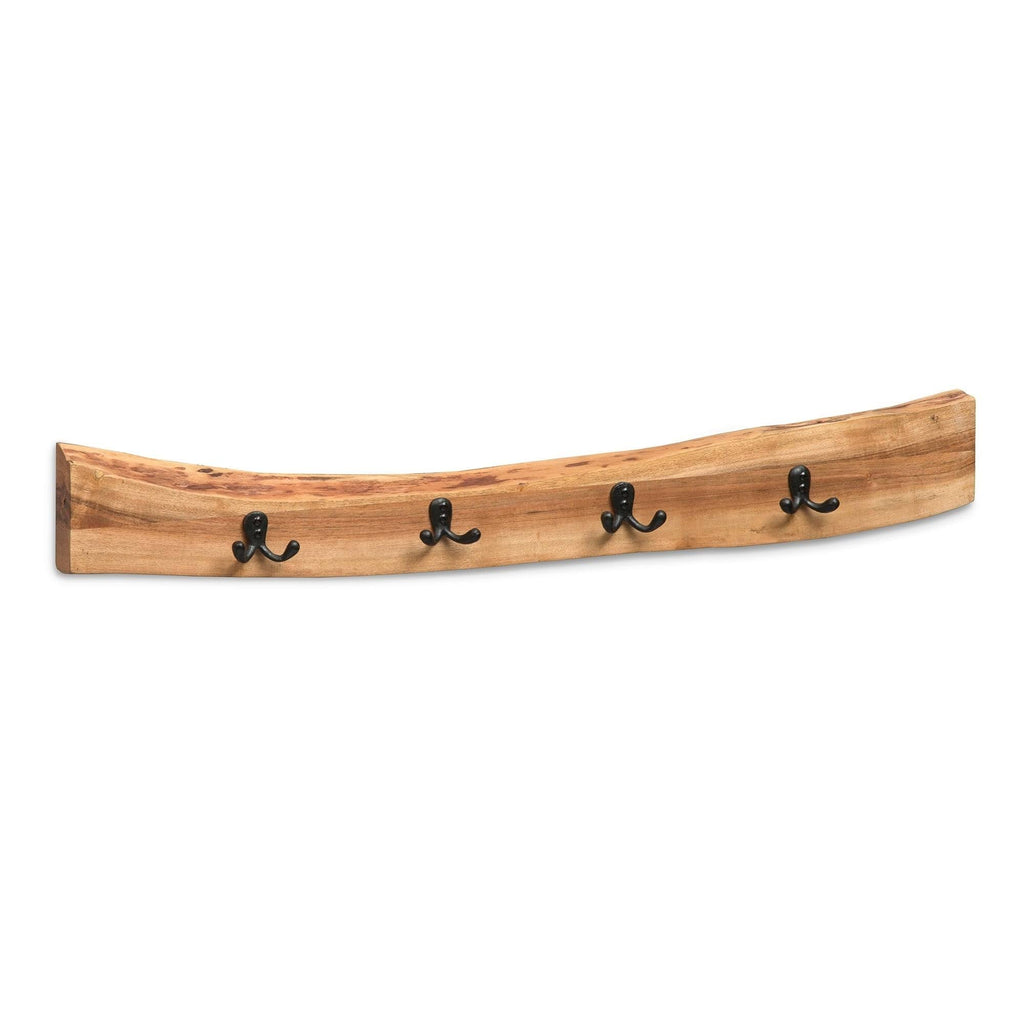 Hairpin Natural Live Edge Bench with Coat Hook Set X930206