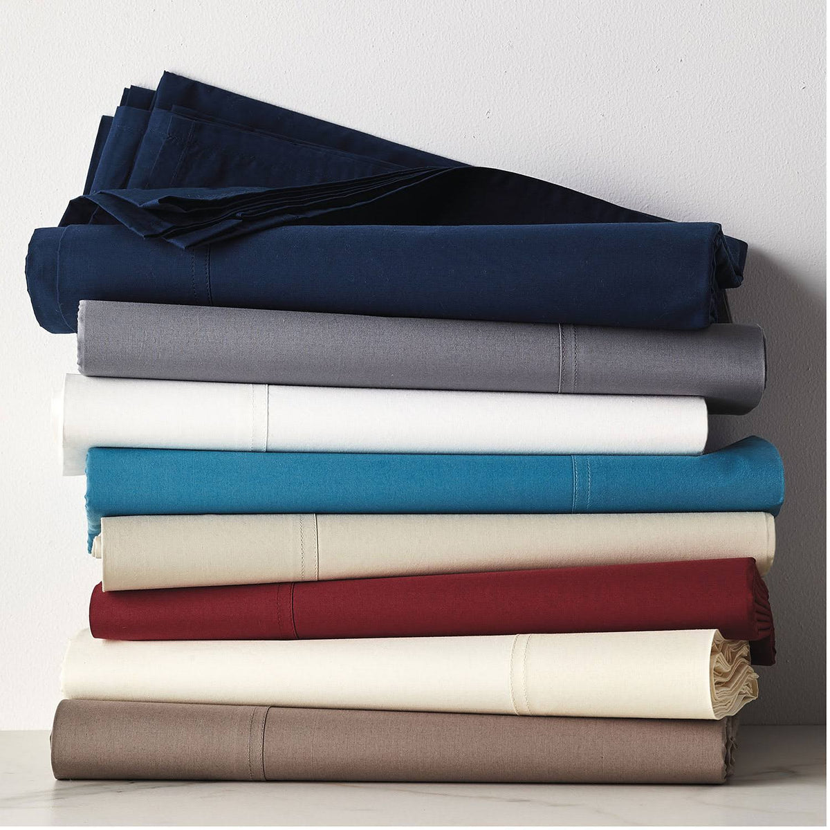 Ivory Queen Size Supima Cotton Percale Flat Sheet N2473