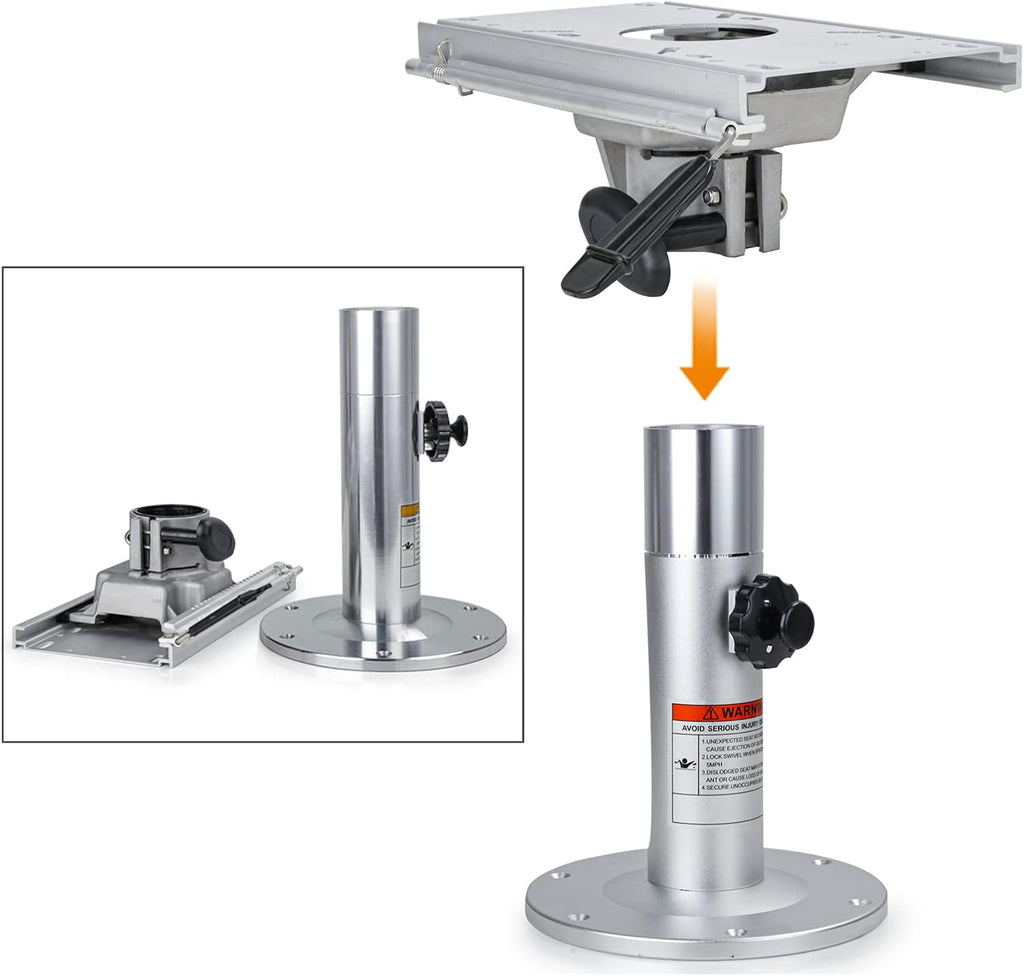 Adjustable Aluminum Marine Boat Seat Pedestal with Slide D264352