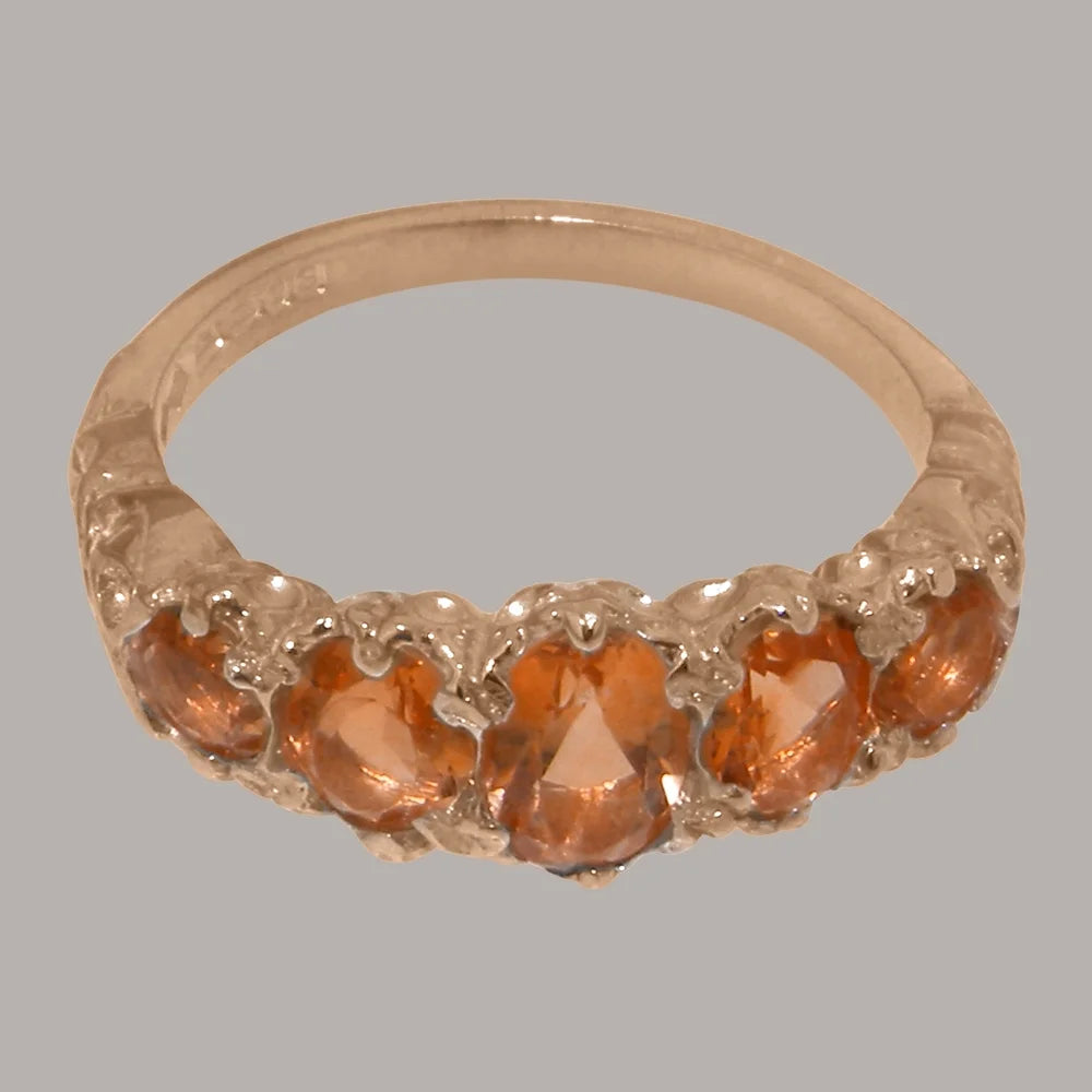9k Rose Gold Citrine Womens Band Ring S521