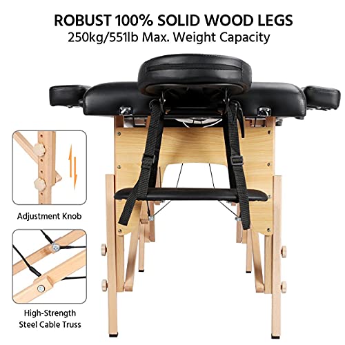 Portable Foldable Adjustable Massage Table 24 inch Black V268257