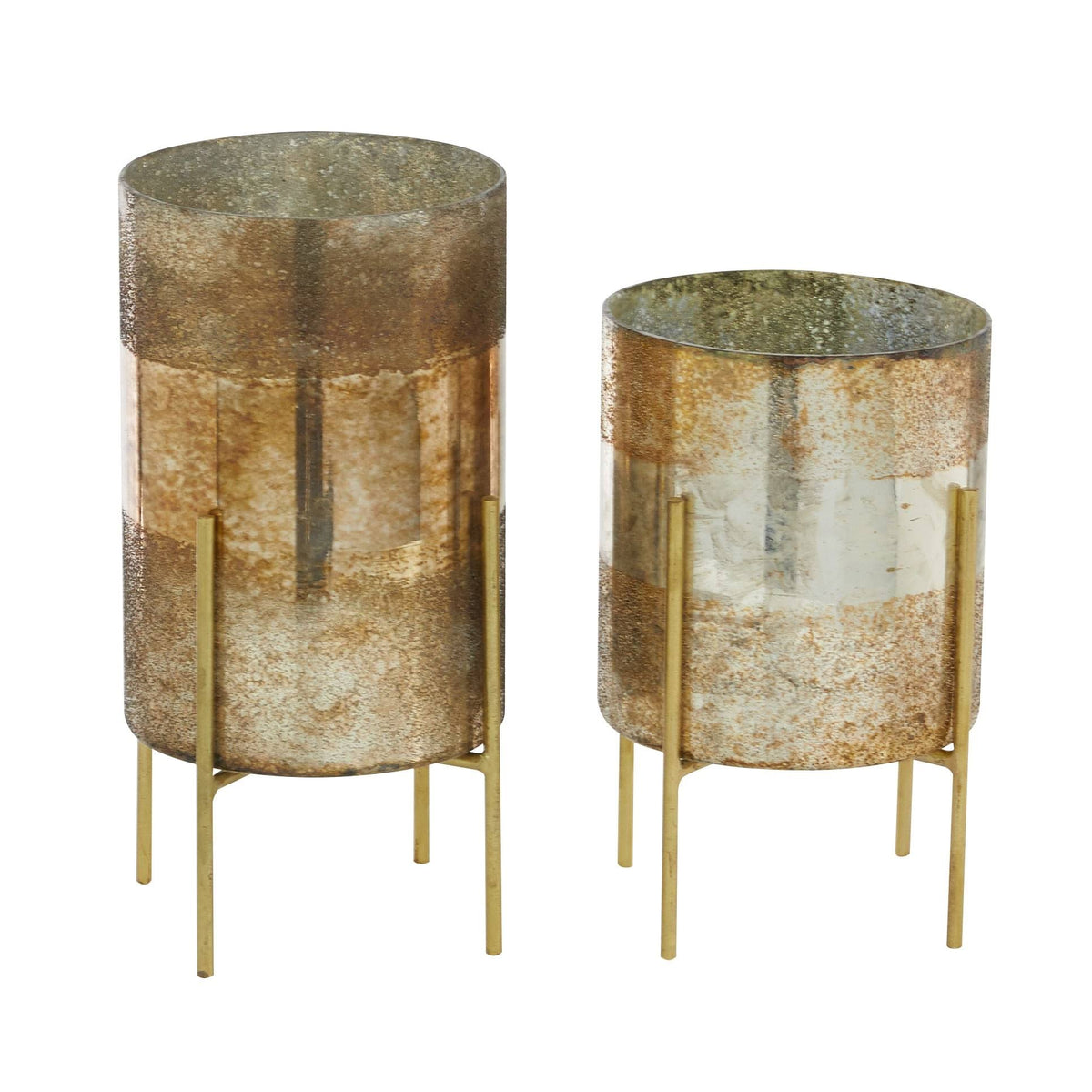 Green Glass Candle Holder (Set of 2) U2745