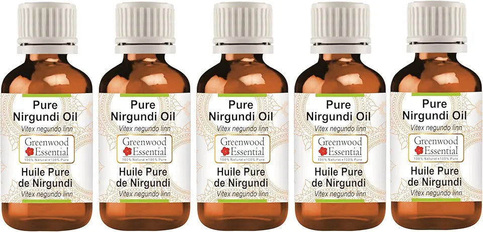 Pure Nirgundi Oil 100% Natural Therapeutic Grade Pack of Five 100ml B694